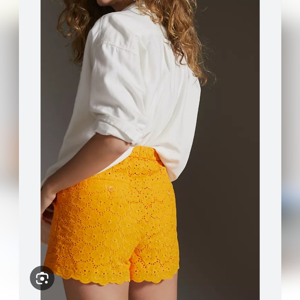 Anthropologie Maeve Orange Eyelet Shorts sz2  BinL